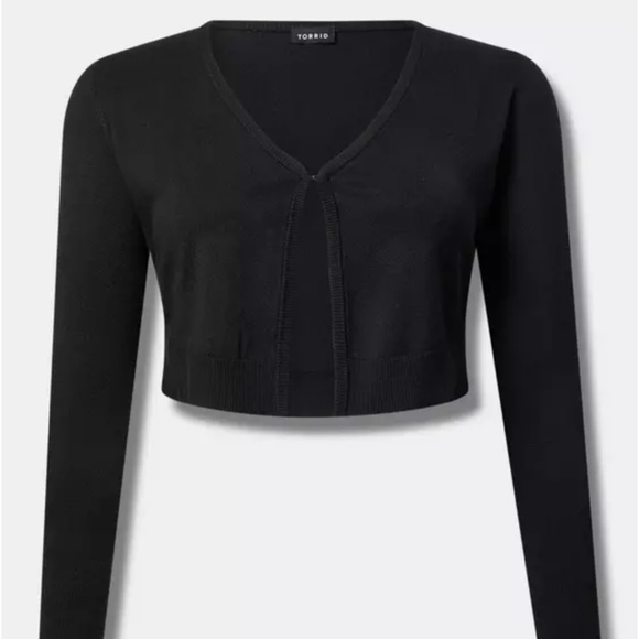 Torrid Black Fitted Long Sleeve Shrug Sweater Sz 2x - Picture 1 of 5